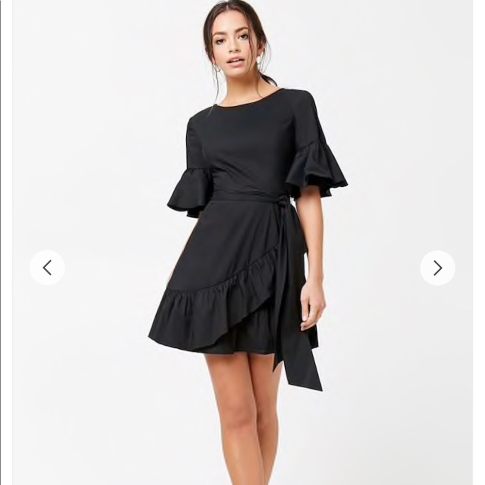 NWOT F21 black ruffle dress